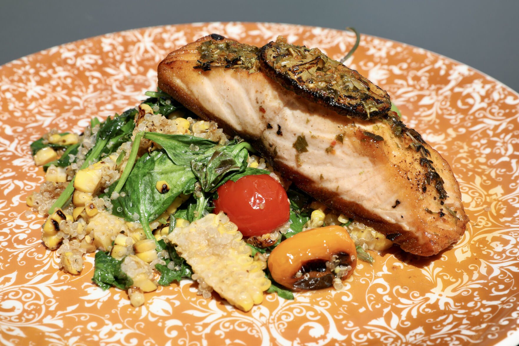 Wild salmon with quinoa at Botica.